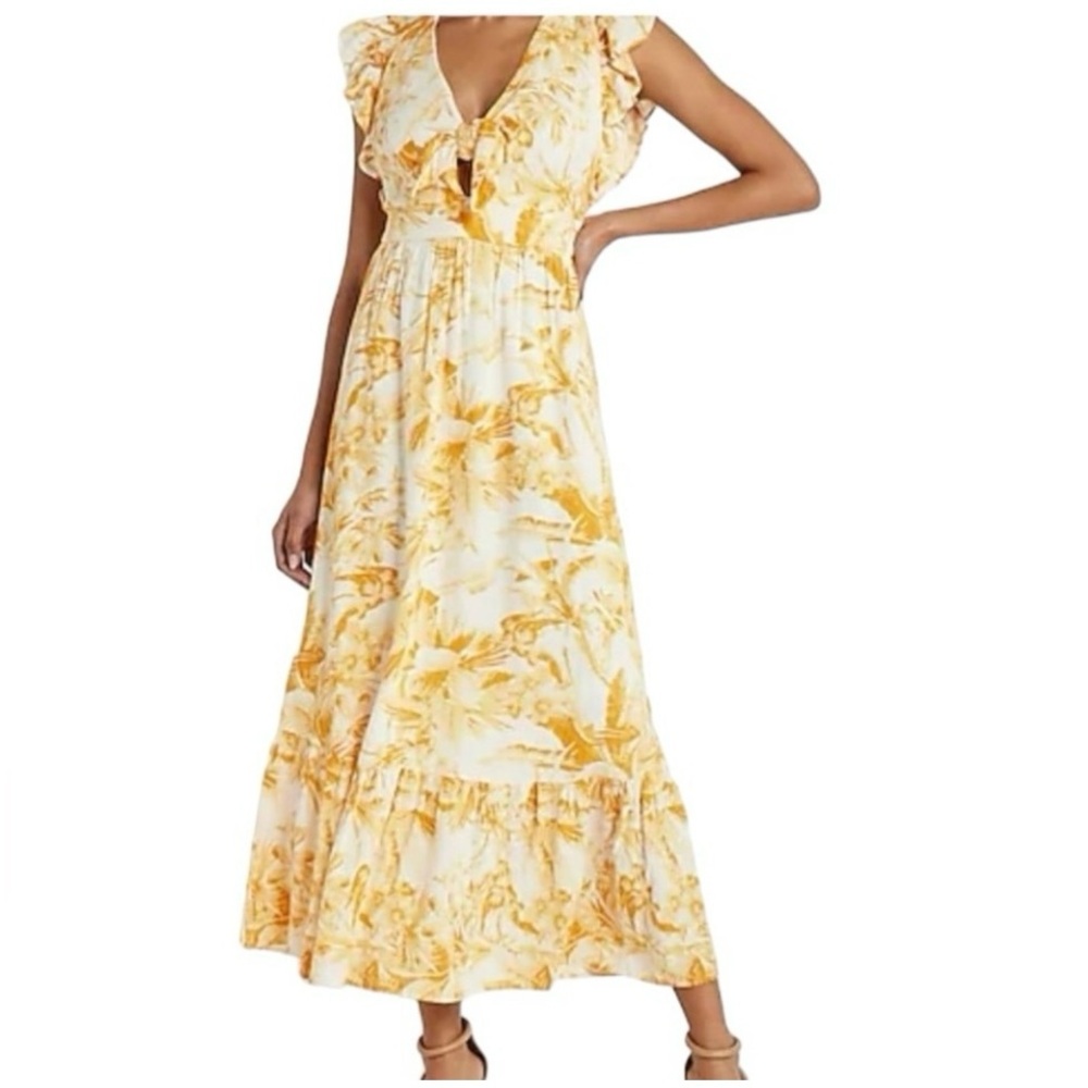 Express Yellow Floral Midi Dress